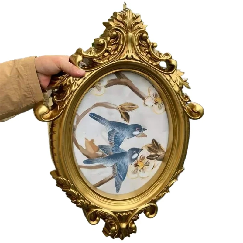 レトロなヨーロッパスタイル、楕円形のフォトフレーム、油絵の額縁、結婚式のフォトフレーム、ゴールデンウェディングの壁飾り