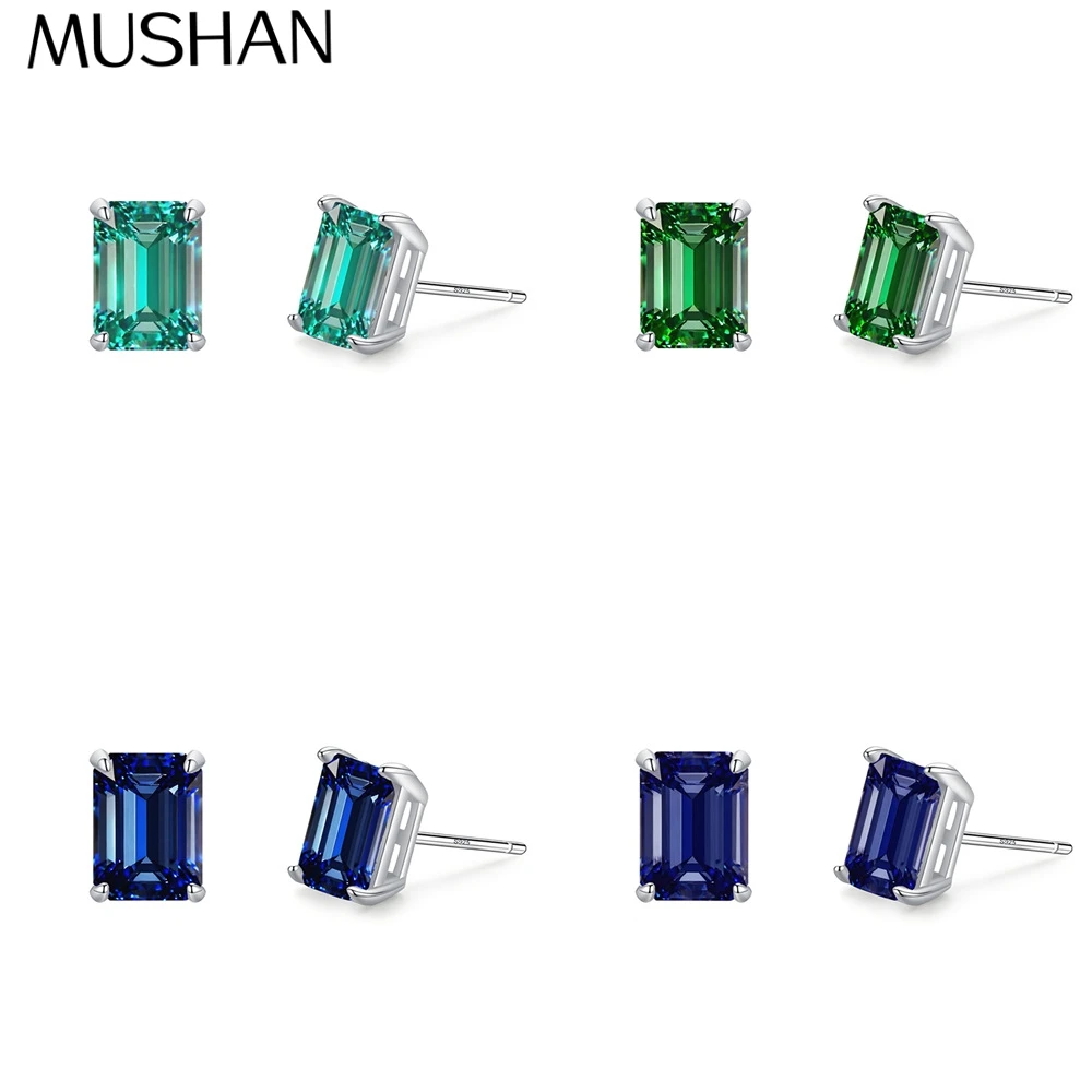 

MuShan Brand Jewelry 925 Sterling Silver Earrings Lab Grown Ruby Oval Bridal Gift for Women 18K Gold Plated Anniversary Earrings