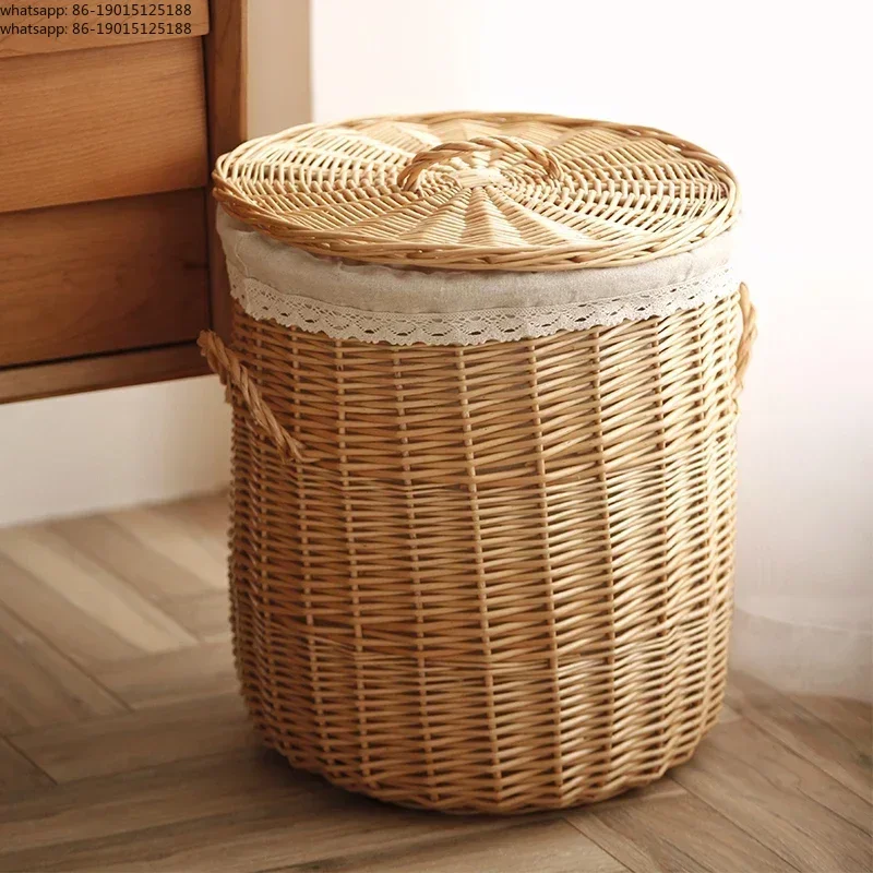 Laundry Hamper Dirty Clothes Storage Basket Cloth Frame Storage Box Rattan Organizer for Laundry Room Bathroom Organizer