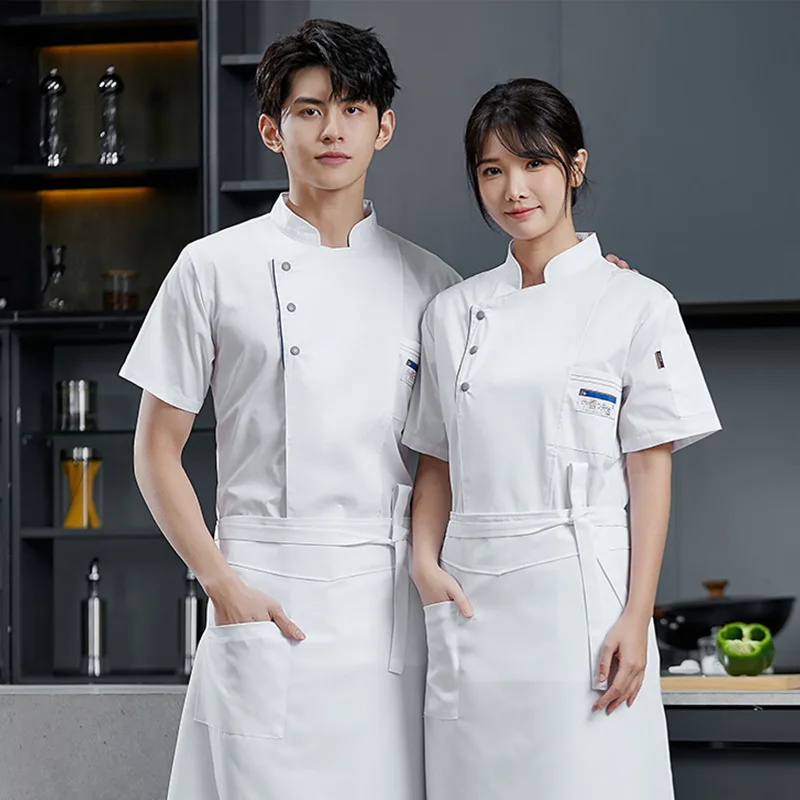 

Летняя легкая униформа повара с короткими рукавами, дышащая, для кейтеринга, ресторанов, отелей, кухонная спецодежда для мужчин, размер L.