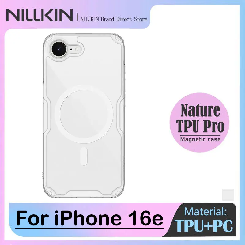 

Магнитный чехол NILLKIN для iPhone 16e, экологически чистый противоударный чехол для телефона с зарядкой MagSafe, 4-угольными подушками и противоскользящим покрытием