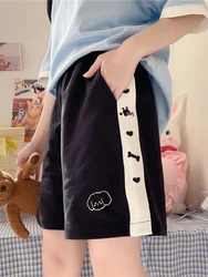 Jmprs Japan Cute Cartoon Print Shorts Women Kawaii High Waist Loose Sport Shorts Summer Preppy Style Casual Lady Vintage Shorts
