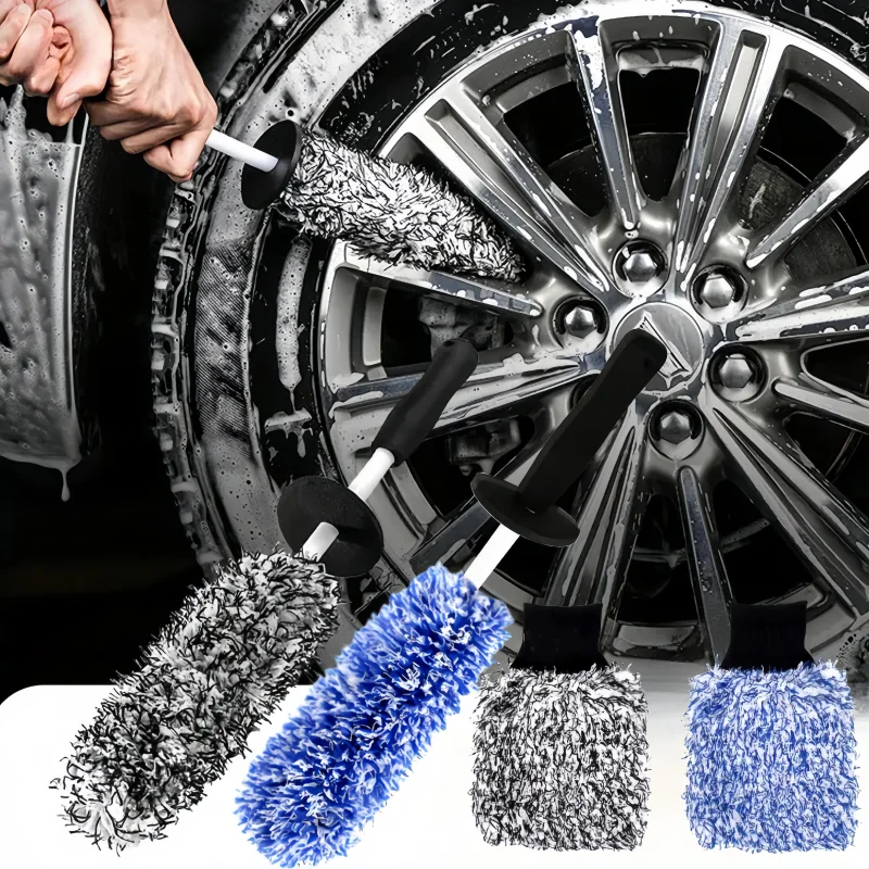 Car Wash Super Brush Microfiber Premium Wheels Brush Non-Slip Handle Easy To Cleaning Rims Spokes Wheel Barrel Car Accessories