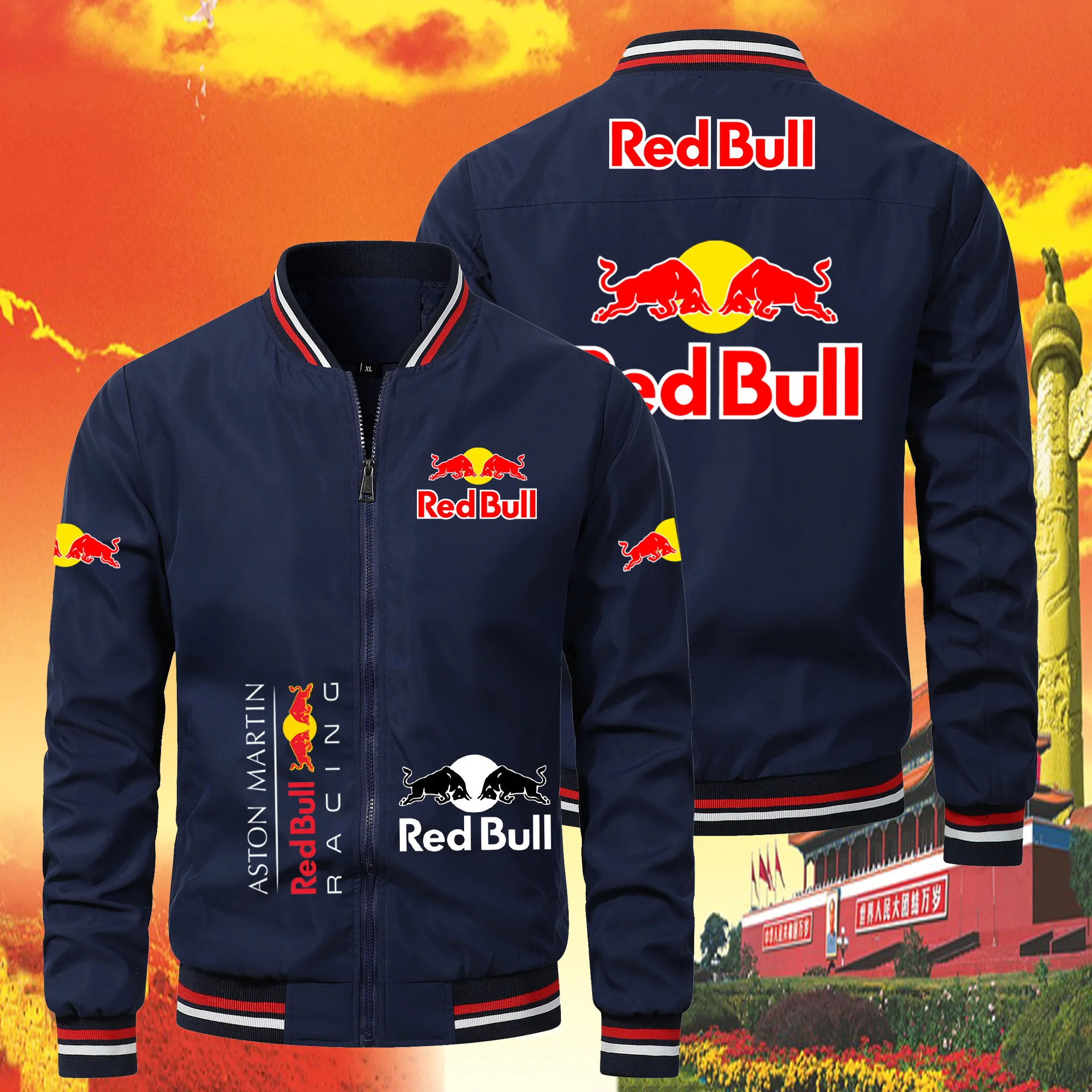 

Retro-style Red Bull motorcycle jacket, racing windbreaker, outdoor sports, bicycle, men's coat, new 2025 series