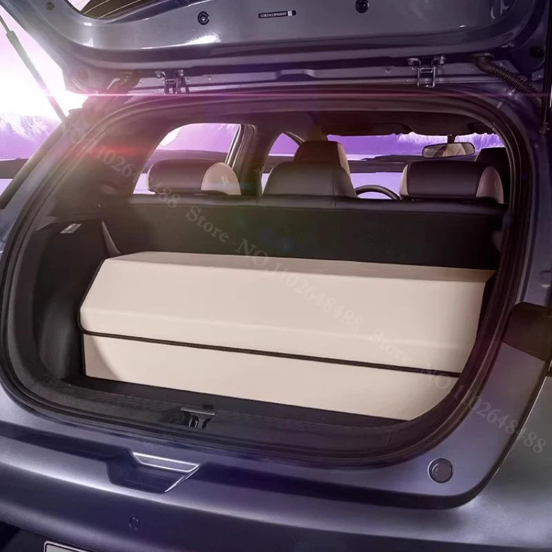 For BYD Dolphin Car Trunk Storage Box Organizer PU Leather Suede Trunk Cargo Storage Foldable Stowing Tidying Container Bag