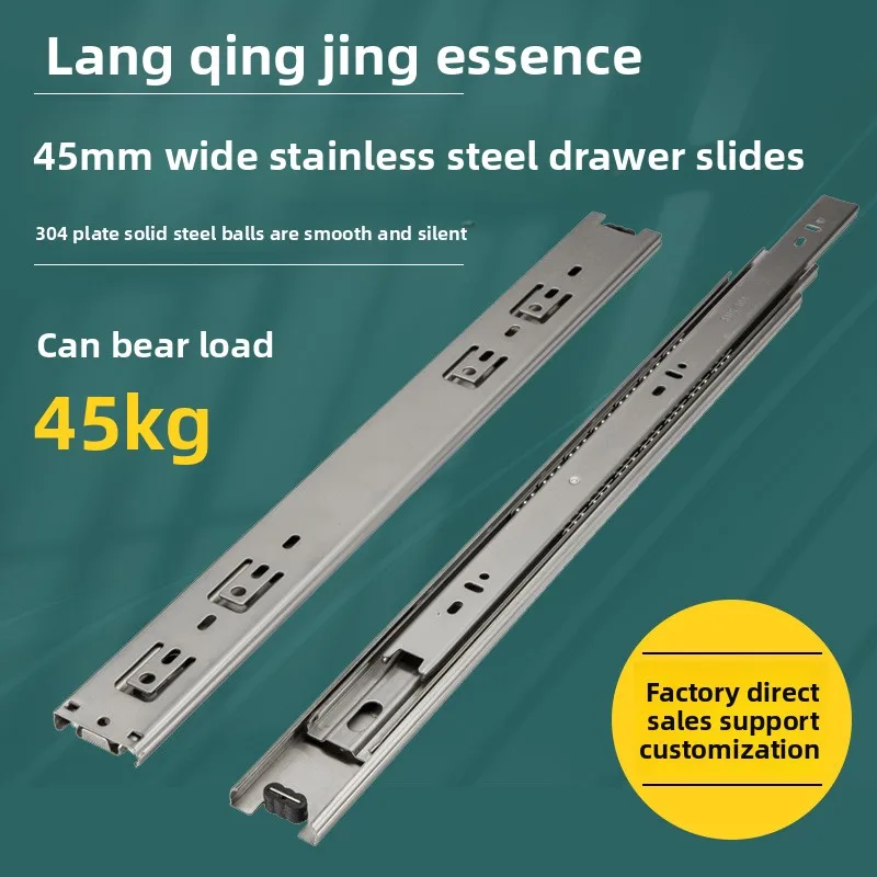 Mm Three Section Stainless Steel Ball Bearing Drawer Slides Smooth Full Extension To Length Choices Custom Hole Positions