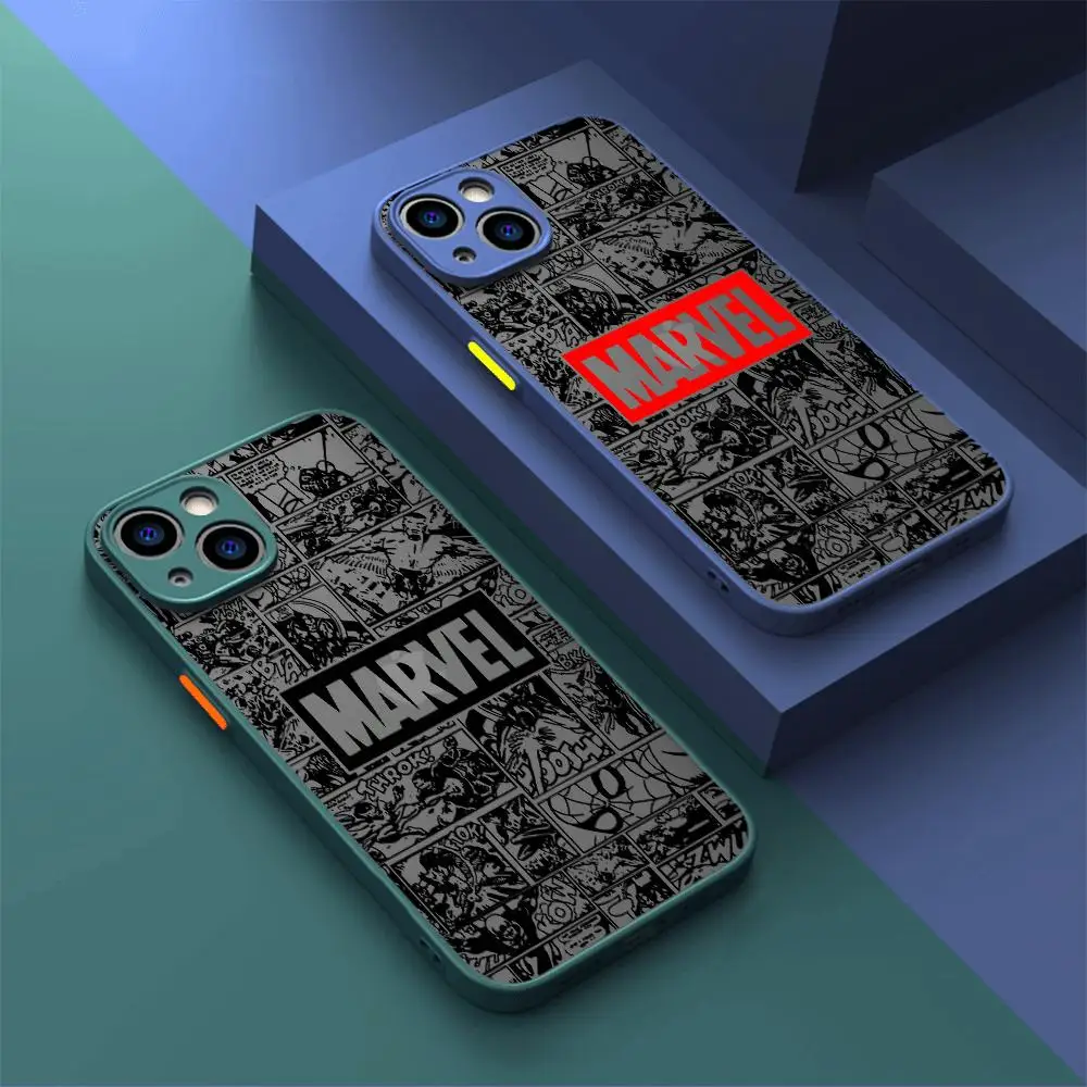 Marvel Logo Phone Case for iPhone 11 Pro XR 13 Mini XS MAX 7 8 14 Plus XS SE 12 15 Pro Max Cover Hard PC Back