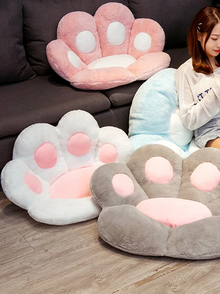 70x60cm Cat Paw Chair Cushion Semi-surrounded Cushion Plush Stuffed Seat Office Seat Back Soft Pillows Home Carpet Sofa Decor