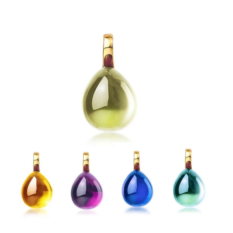 

Ожерелья с природными кристаллами, кулон ярких цветов, стерлинговое серебро 925 пробы для женщин, инкрустированный кулон в виде капли воды, модный подарок для вечеринки