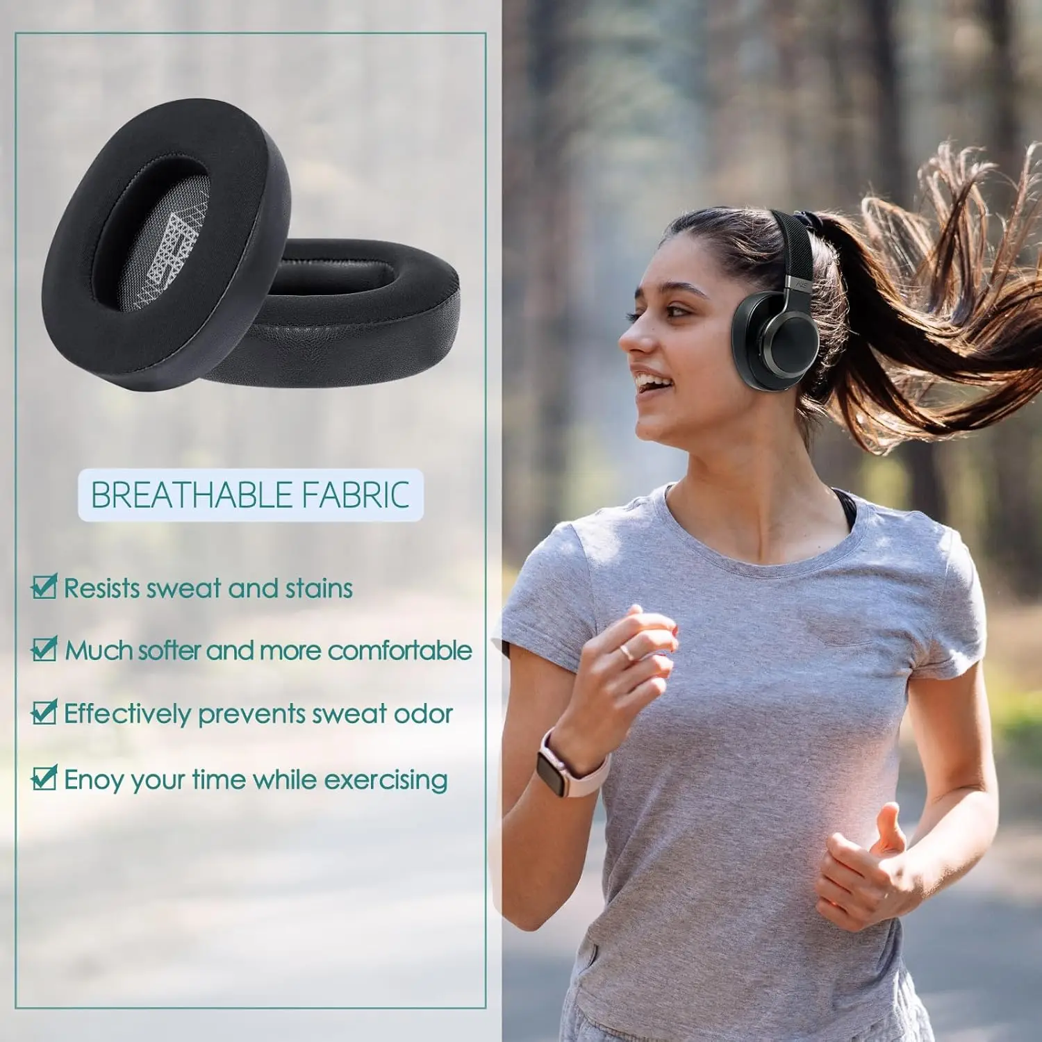 JBL 라이브 650 쿨링 젤 교체 이어 패드, 650/660BTNC E65BTNC 헤드폰, 메모리 폼 및 통기성 이어 패드