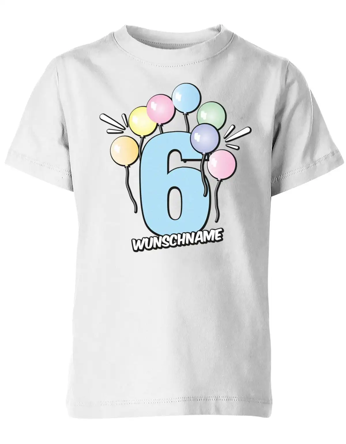 Geburtstagsshirt 6 Pastell Luftballons Personalisiert Mit Name Für Junge Und Mädchen