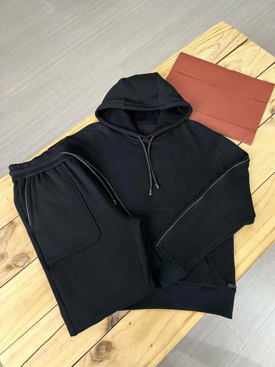 Autumn Wnter Plus Velvet Thick Pullover Sweater Hoodie Jacket Casual Sports Trousers Set For Men