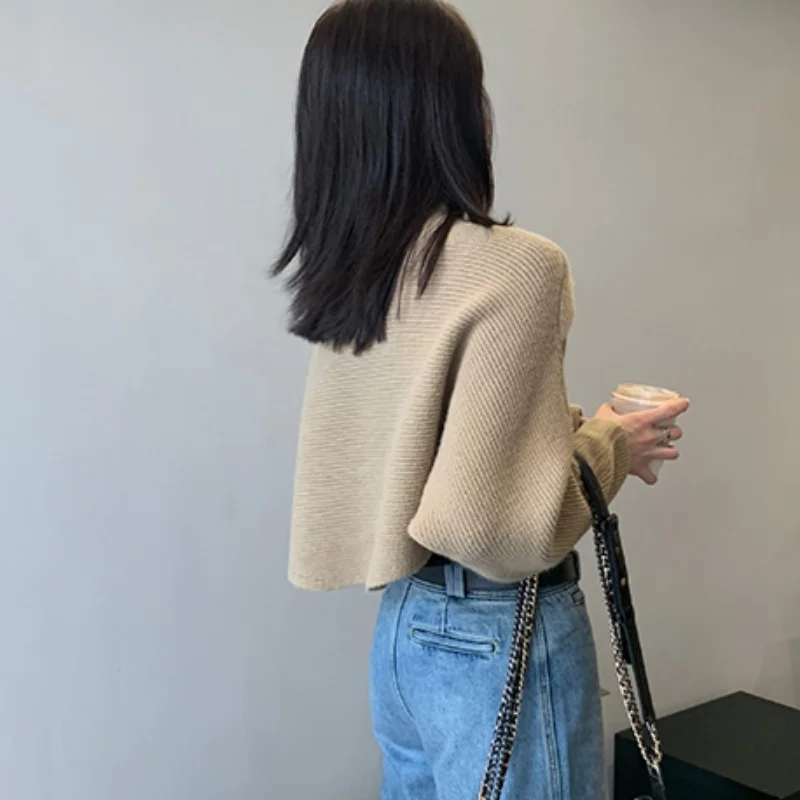 Spring Knitted Cropped Cross Irregular Streetwear Sweater Y2K Tops Women Sweater Autumn Long Sleeve Pullovers Sweater Pull 22933