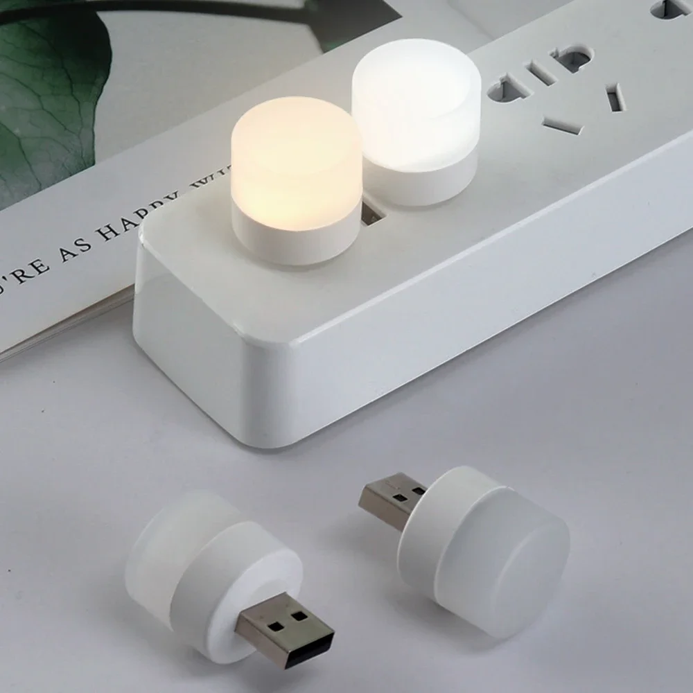 1pc Mini USB Plug Night Light Eye-Protection Book Reading Light Computer Mobile Power Charging LED Night Lamp Glow in The Dark