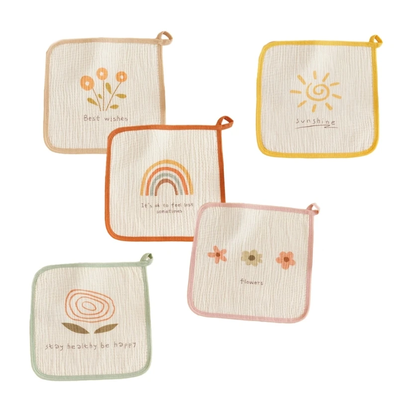 Soft & Comfortable Baby Towel Absorbent Baby Burp Cloth Cotton Washcloth Lovely Pattern Newborns Towel for Boy Girls