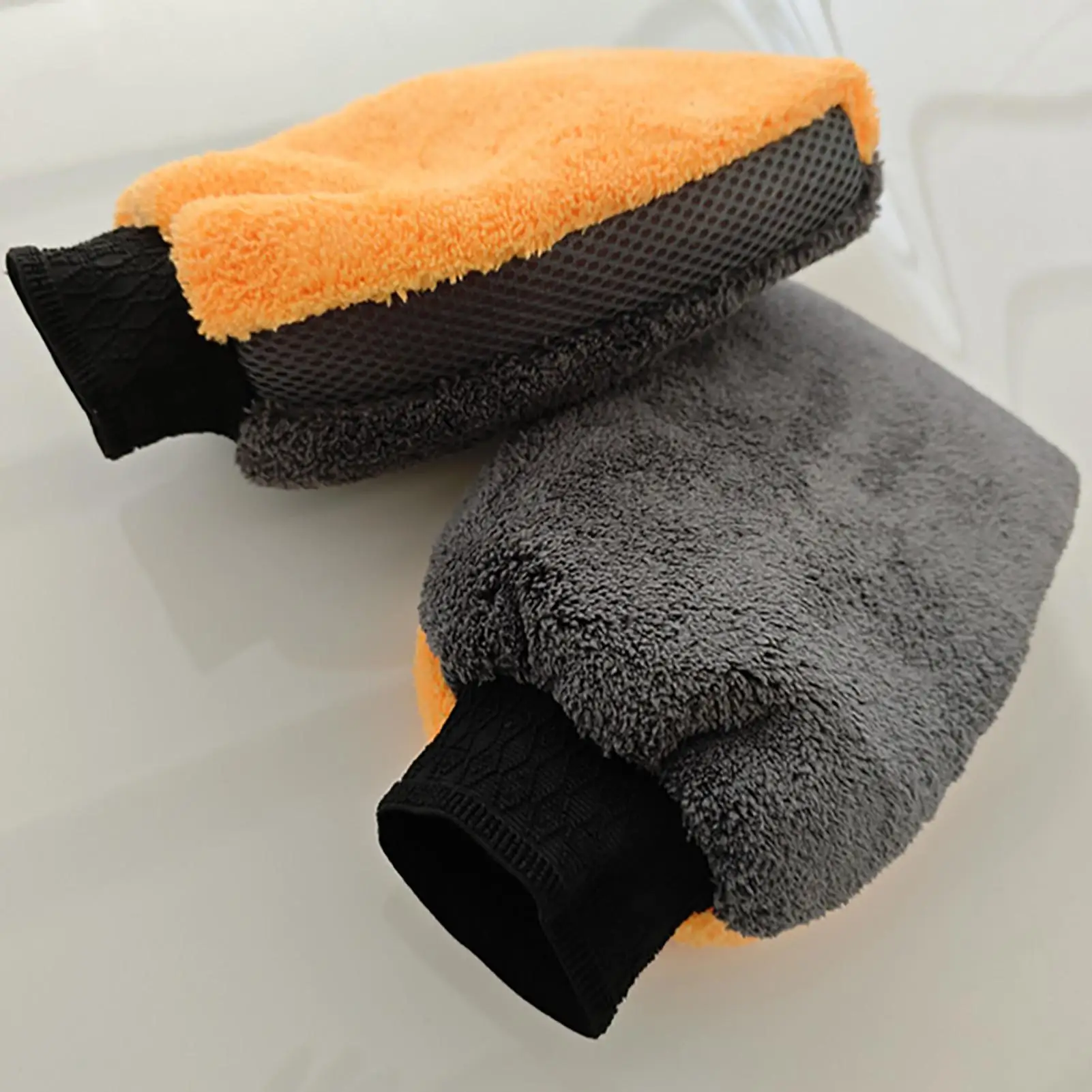 Car Wash Mitt Scratch Free Waterproof Absorbent Double Sided Reusable Gloves Car Wash Brush for Ceramic Coating Drying Foam Soap