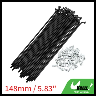 X Autohaux Fahrradspeichen-Set, 12 G, 148 mm, 154 mm, 163 mm, 173 mm-305 mm Länge, Fahrrad-Radspeichen mit Nippeln, Kohlenstoffstahl, Schwarz, 36 Stück – Detail 8
