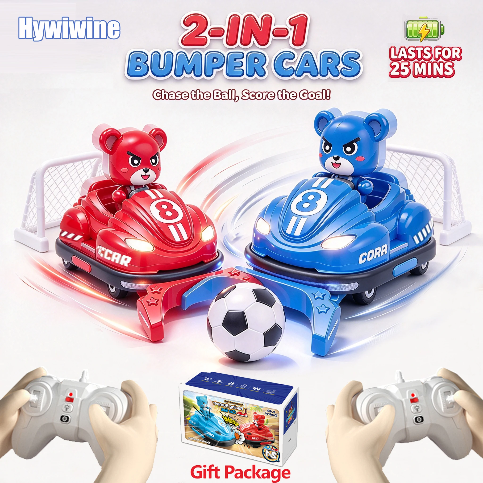 Bumper RC Car Battle with LED Music 2.4G Ejecting Plush Toys Parent-Child Competitive Outdoor Racing Game Toys for Kids Boys