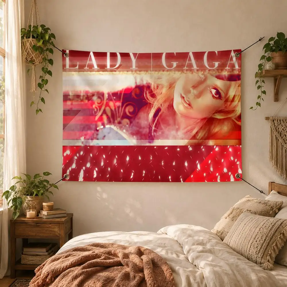 Lady Gaga American Pop Singer Flags Decorative Flag Banner for Outdoor Garden Yard Camping Party Home Wall Hanging Decor