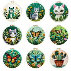 Cactus Needle Felt Starter Kits For Adults Diy Wool Felting Painting Beginners Kit Embroidery Frame Wool Needlework Crafts