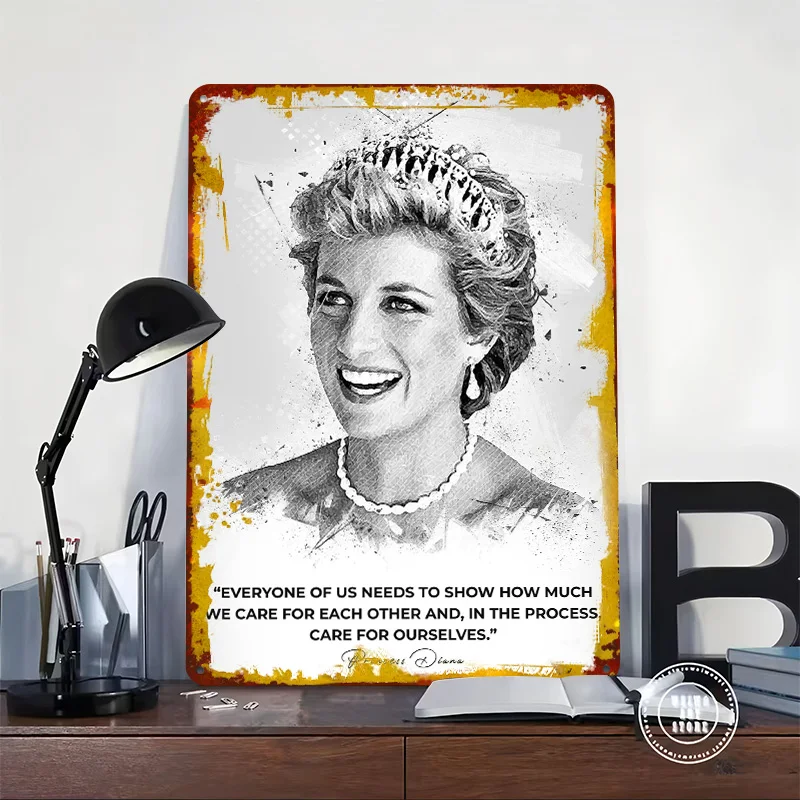 Princess Diana Spencer Poster Customized Vintage Metal Signs Wall Art Retro Tin Plaque for Gamer Decoration Room Bar Accessories