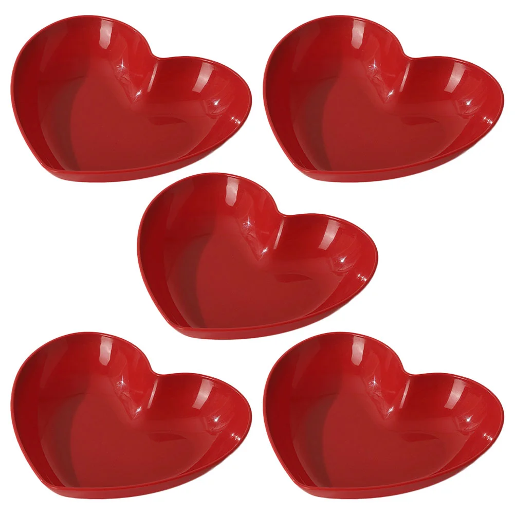 3 Pcs Heart Shaped Plate Household Bread Tray Snacks Chinese Red Serving Platter