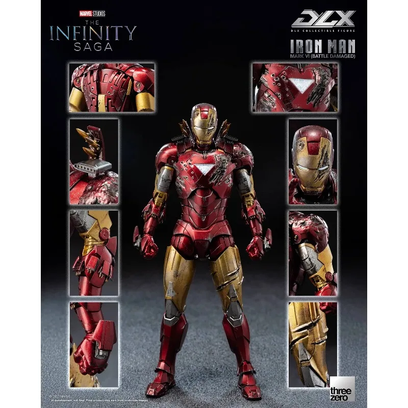 [Genuine in Stock] 17cm Original Threezero Marvel Iron Man Mark 6 Battle Damaged Dlx Collectible Action Figure Gift Hobby view 5