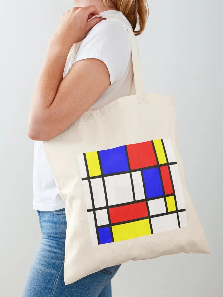 

Piet Mondrian Composition 2 Color Block with Red Yellow and Blue Tote Bag Canvas eco pack hand bag Women's beach bags