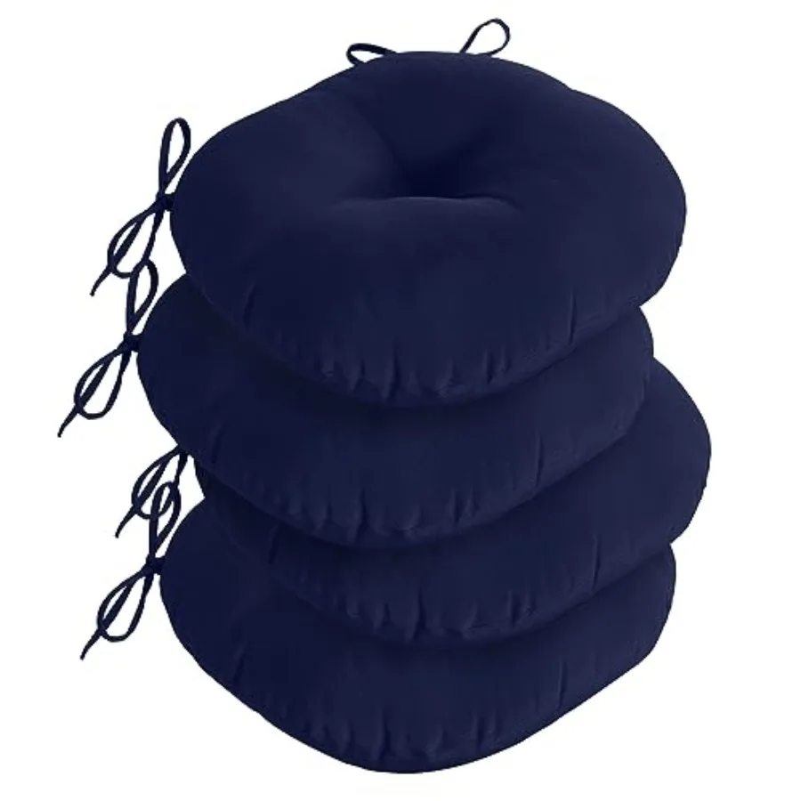 

Bistro Chair Cushions for Patio Furniture, Water-Resistant Round Outdoor Chair Cushions Set of 4 with Non-Slip Ties, 15" x 15