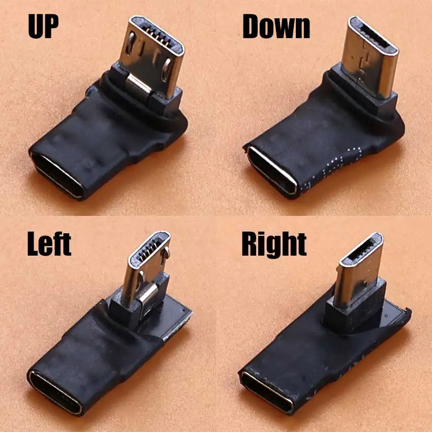 1pcs 90° Elbow Micro USB Male to Female Adapter Plug Micro USB Jack Connector For Phone Tablet Charging Data Extension Cable