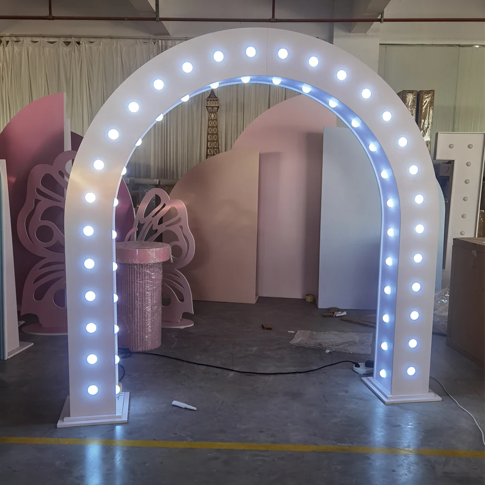 Creative Design Backdrop With Led light For Party Wedding Decorative Stage Curved Backdrop Lighting