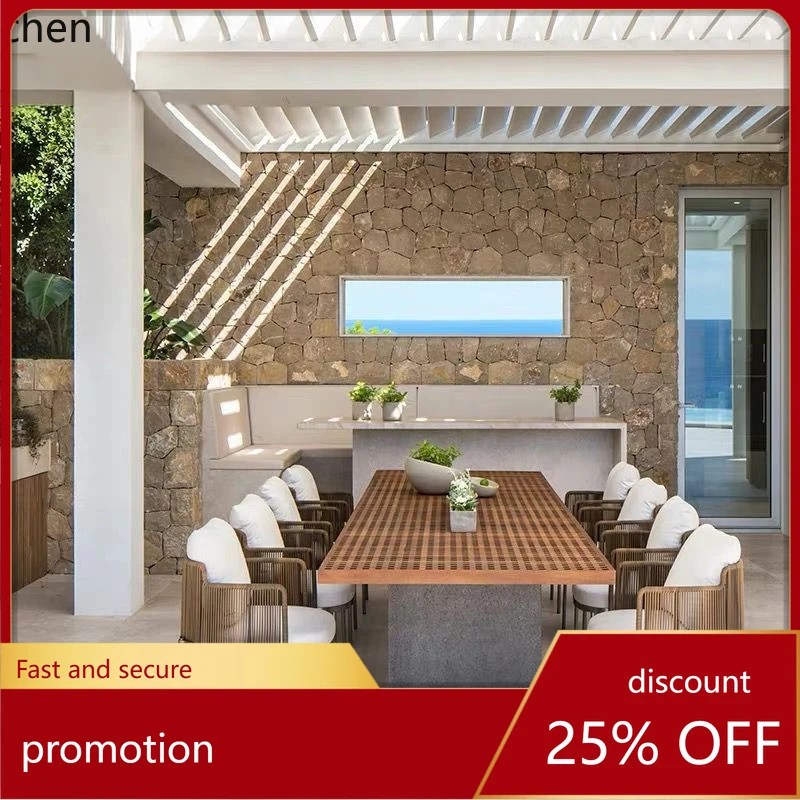 HT outdoor sofa leisure balcony courtyard rattan tables and chairs homestay model room furniture