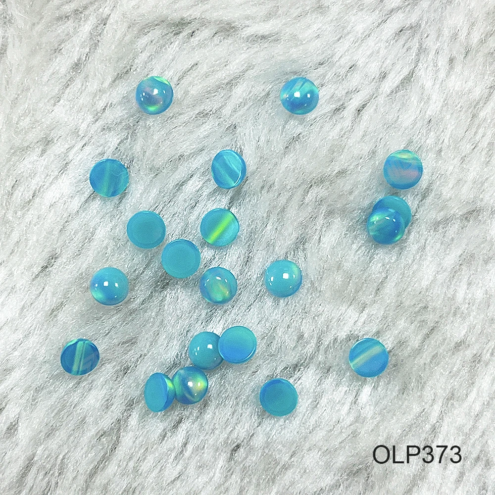 20/50pcs Flat Back Beads for Crafting OLP303-OLP383 Nebula Opal Beads Round Cabochon Stone