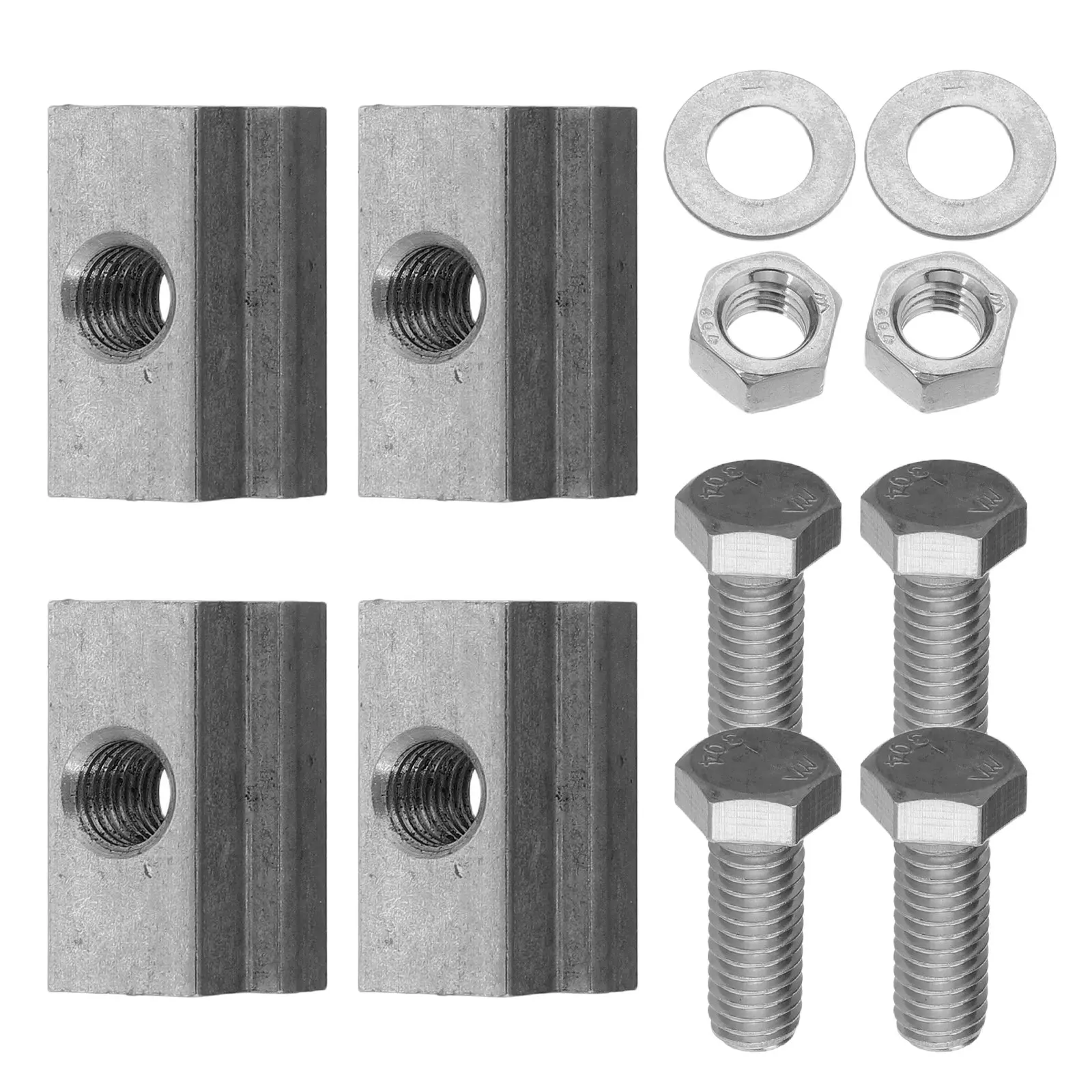 4 juegos de tuercas en T para rieles de camión, soportes de acero inoxidable para amarre de remolque, compatibles con rieles en T, portaequipajes de techo, plataforma de carga para bicicletas