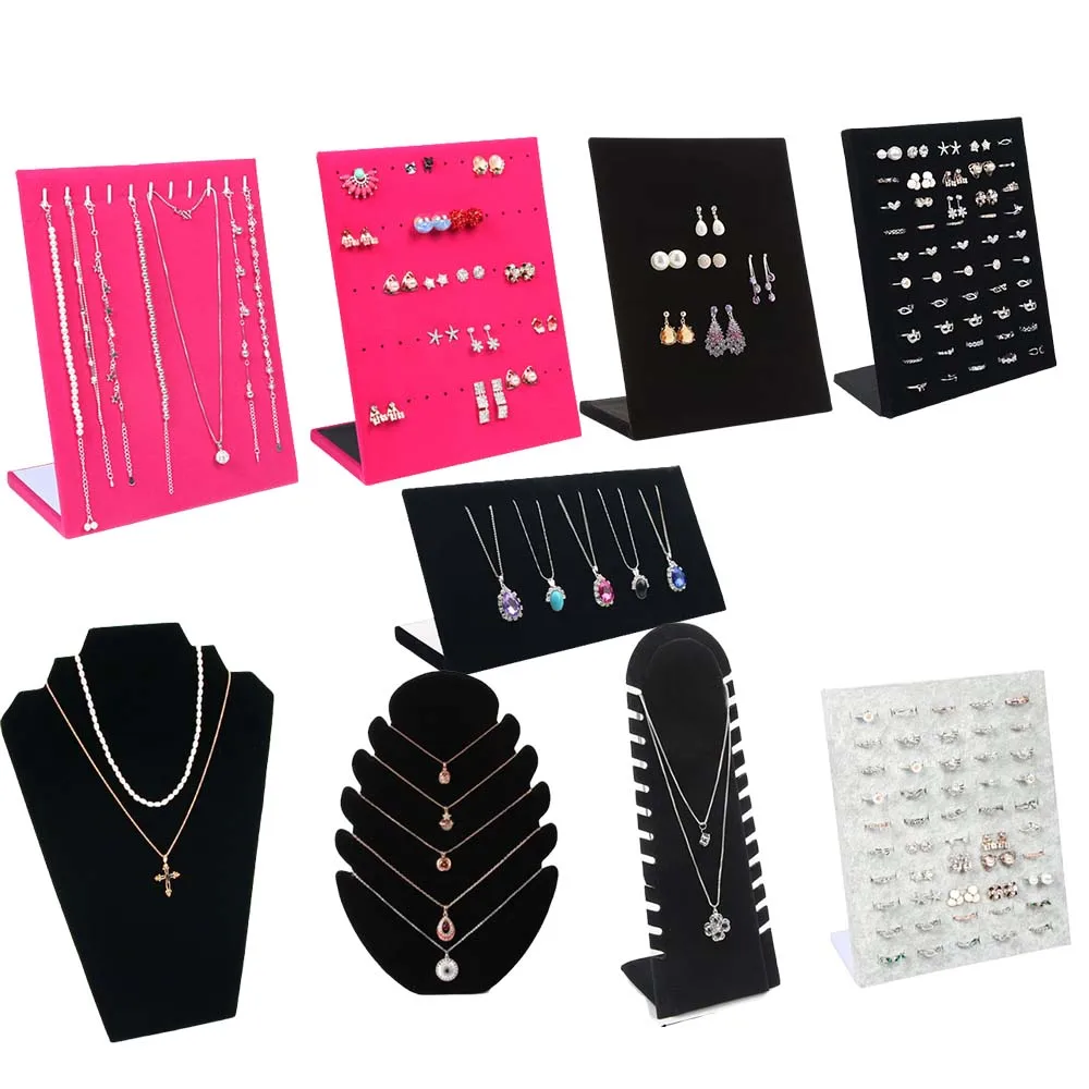 

Flannelette Portable Earrings Ear Studs Holder Jewelry Display Holders Necklace Ring Pendant Bracelet Jewelry Organizer Tray