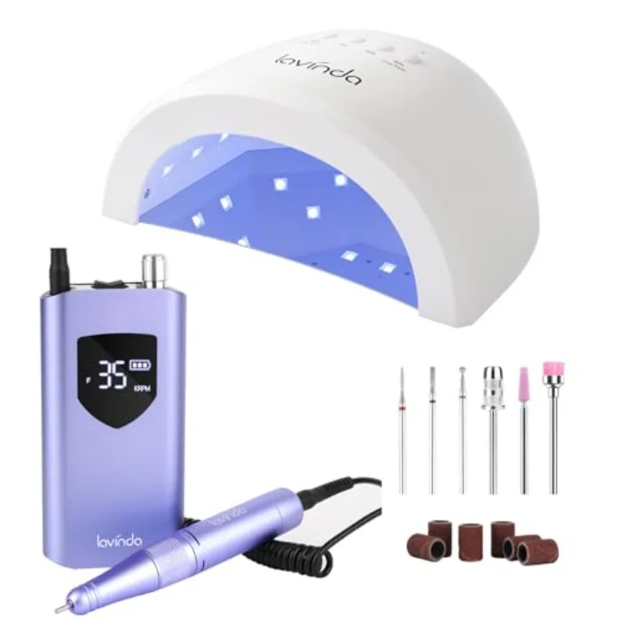 

35000RPM Professional Electric Nail Drill Kit with UV LED Nail Lamp for All Gel Polish High-Speed Rotary Tool with Mult