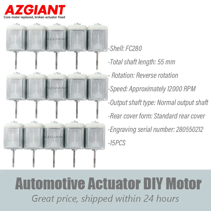 

AZGIANT 15pcs 12000 RPM DIY 12V DC High-Speed O-Shaft Motor for Door Locks and Trunk Locking 280550212 Car Parts