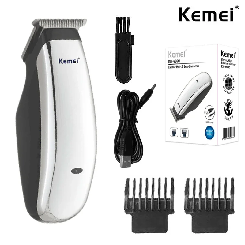 Kemei KM-666C Mini Hair Clipper Professional Beard Hair Trimmer Cutter Rechargeable Electric Hair Cutting Machine Hair Remover