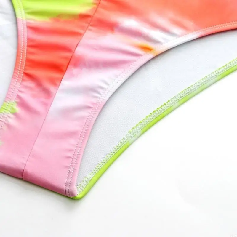 

X9FF Цвет Tie-Dye Женский Купальник Старший Бикини-боксер из трех частей Купальник без трубки