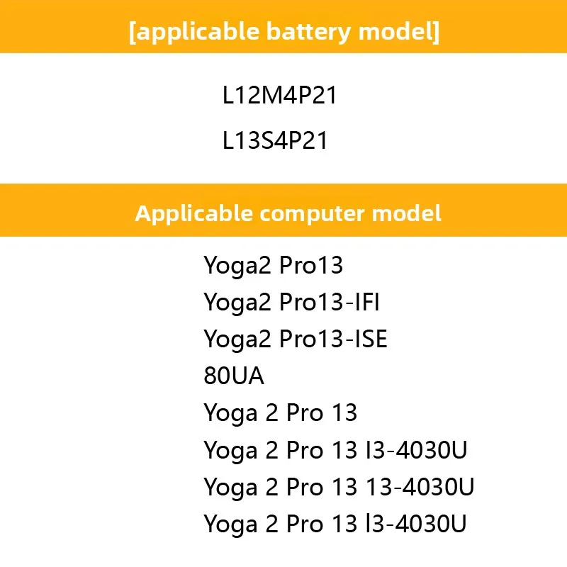 L12M4P21 L13S4P21 7.4V 54Wh Laptop Battery For Lenovo Yoga 2 Pro 13 Rechargeable Li‑Polymer Replacement Battery Pack