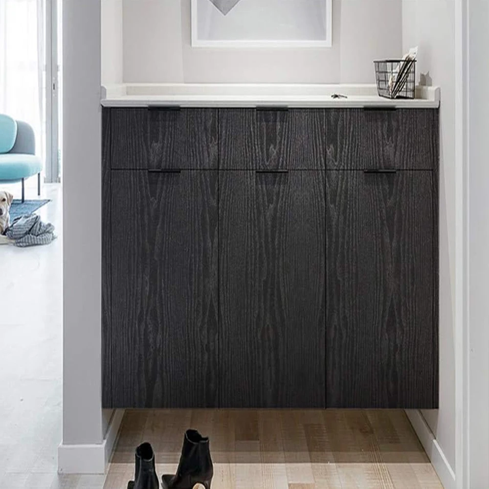 Modern Style Furniture Refurbish Stickers Mould Proof Vinyl Black Wood Grain Contact Paper Self Adhesive Waterproof Wallpaper