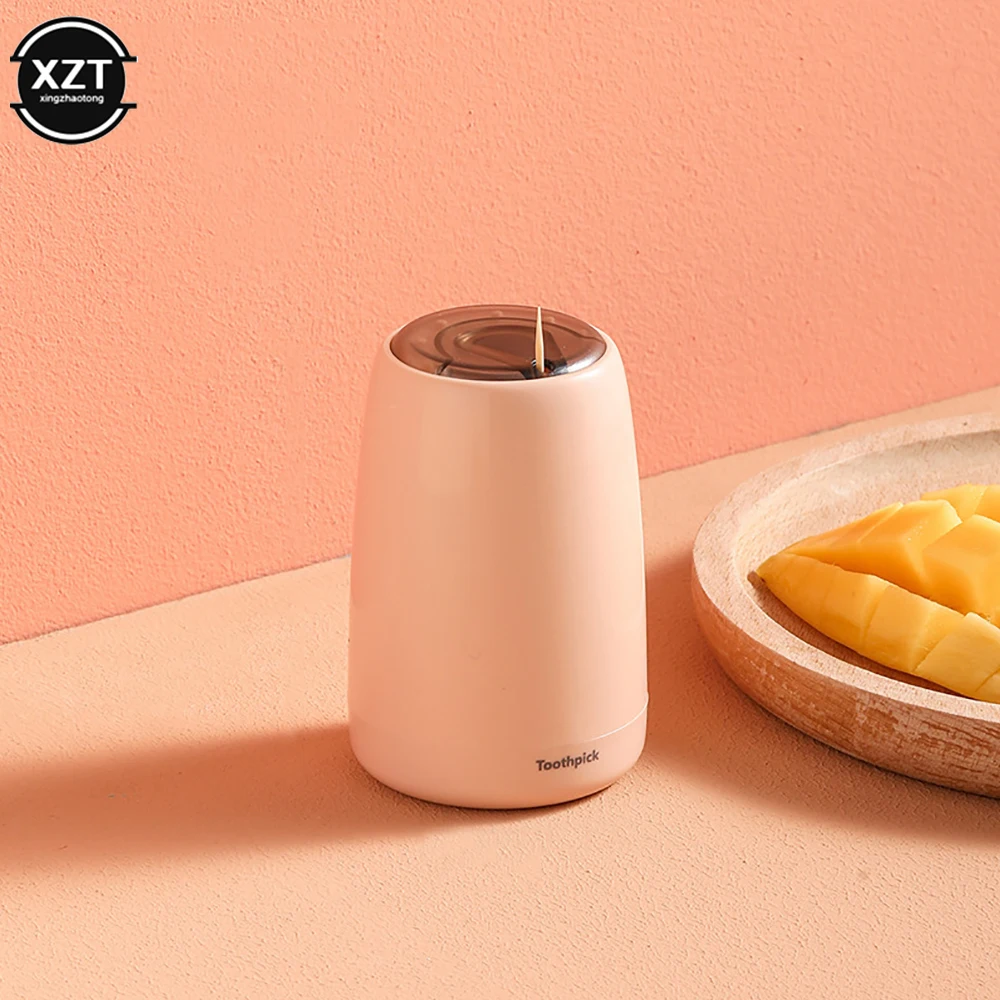 Creative Automatic Toothpick Holder Container Household Table Toothpick Box Plastic Push-Type Round Storage Toothpick Dispenser