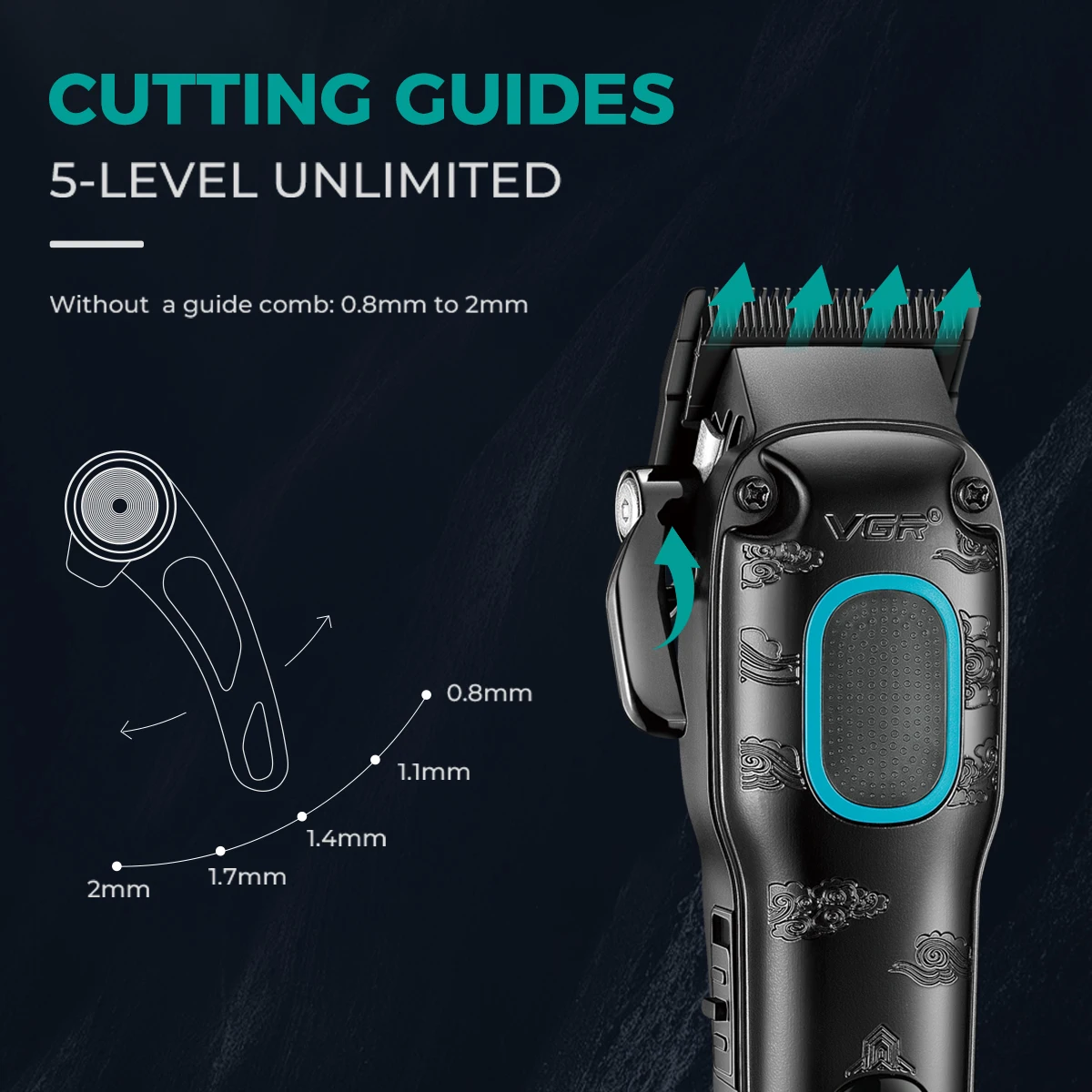 VGR hair clipper intelligent LED digital display powerful power hair trimmer hair salon home carving electric push shear V-016