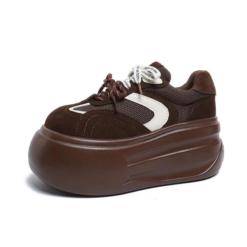 

Новинка 2026, весенние женские дышащие сетчатые кроссовки на каблуке 10 см, повседневная обувь на плоской подошве, женская удобная спортивная обувь для папы, Zapatos De Mujer