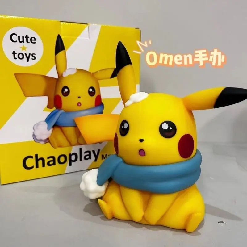 

anime Pokemon Christmas Pikachu Hand model decoration Desktop decorations Unisex Action Toy Figures accessories holiday gifts