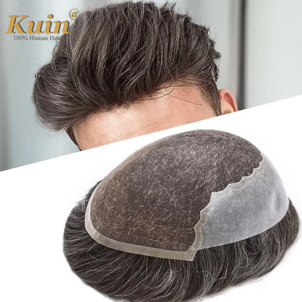 

Lace With PU Toupee Natural Hair Prosthesis Breathable Lace Front Men's Wig Human Hair Toupee Men's Replacement System Unit
