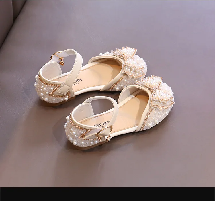 Mädchen-Sandalen, modische Prinzessinnen-Schuhe, Frühling, Sommer, glitzernde Perlen-Pailletten, flache Sandalen, einfache Kinderschuhe, Party, Hochzeit – Detail 14