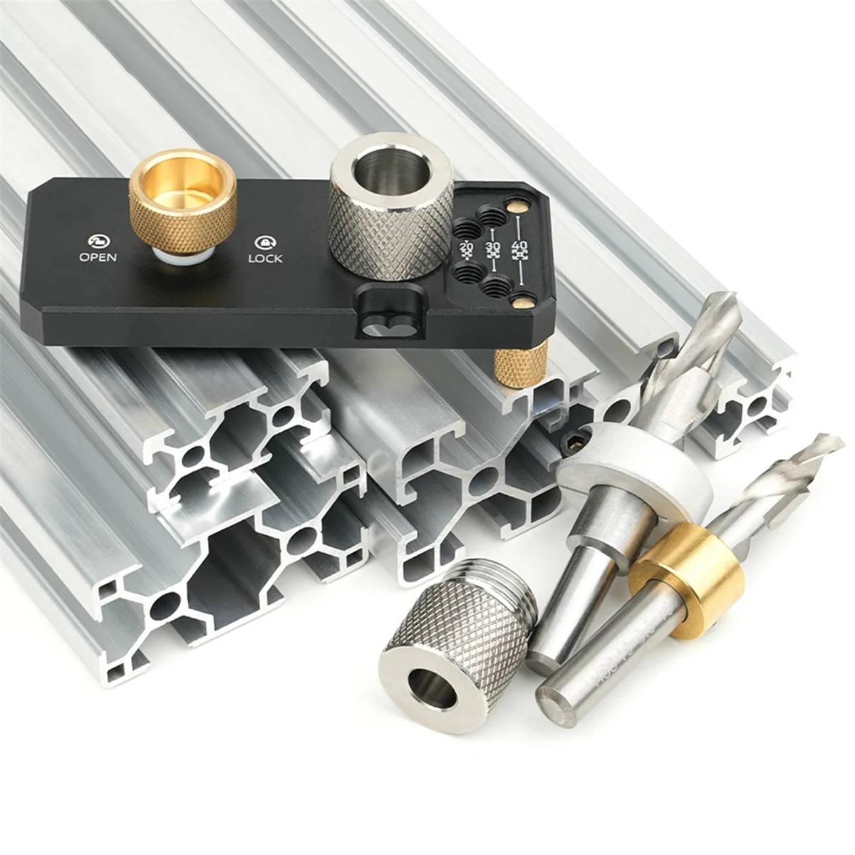 ABNJ Aluminum Profile Drill Guide Access Hole Drill Jig Drill Bit for 20 30 40 Series Aluminum Extrusion Profiles M6