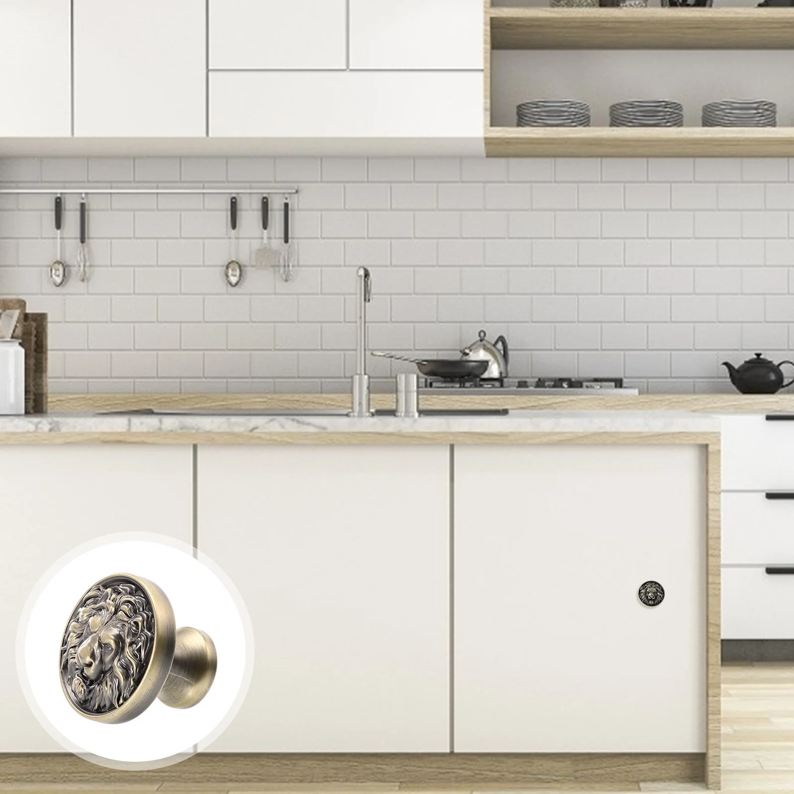 1 قطعة مقبض كابينة رأس الأسد سبائك الزنك دائم درج مقبض سحب خزانة الأثاث مقبض سحب لأدراج الخزانات