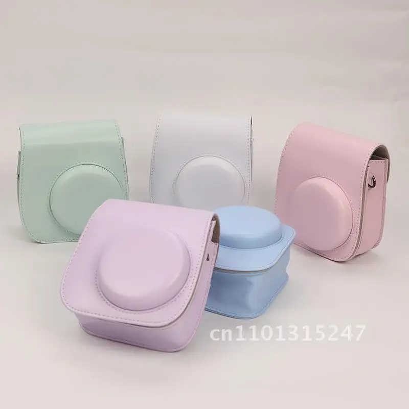 

Solid Color Polaroid Camera Bag for Fuji Mini12 PU Protective Case Breathable Wear-Resistant Crossbody Storage for Photography